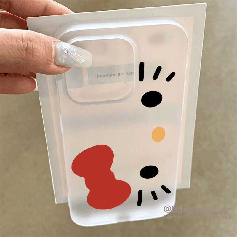 Iphone 16 15 14 13 12 11 Pro Max X Xr Xs Max 7 8 Plus SE2020 เคสโทรศัพท์ Ins น่ารักสีแดง Kt Cat Matte Soft Clear ฝาหลัง