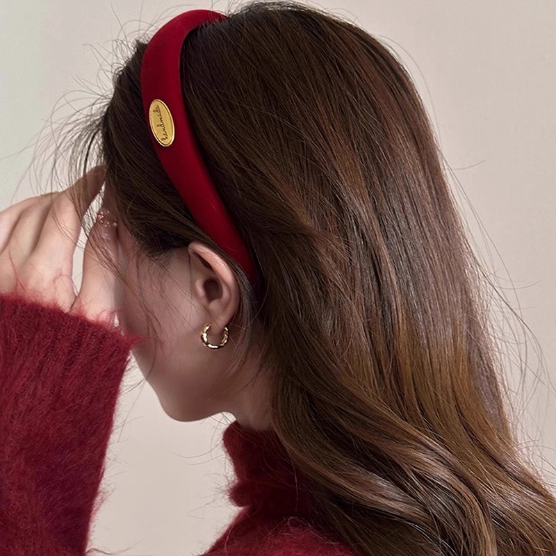 ผู้หญิงแฟชั่นกํามะหยี่สีดํา Vintage HairBands Headwear Headbands
