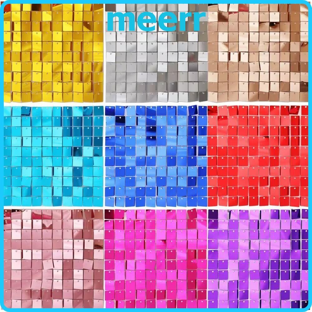 Meerr แผ่นเลื่อมตกแต่งผนัง,วันเกิดตกแต่ง Glitter Square เลื่อมฉากหลัง, Baby Shower งานแต่งงานฉากหลังตกแต่งแผง
