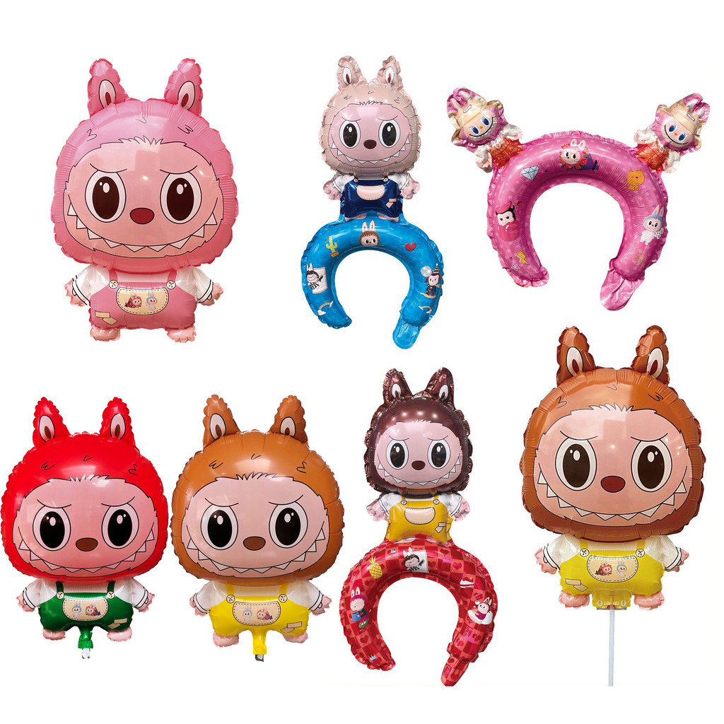 การ์ตูนน่ารักลาบู อลูมิเนียมฟิล์มคลิปบอลลูนของเล่นเด็กของขวัญมือถือติดบอลลูน