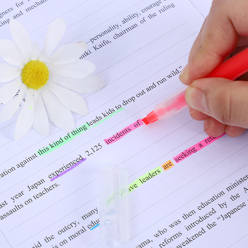 6 สี ปากกาไฮไลท์ ปากกาเน้นข้อความความจุขนาดใหญ่ ปากกาเน้นข้อความ มีให้เลือก DIY วาดรูป ตกแต่งการ์ด ทำบันทึก - รูปที่ 2