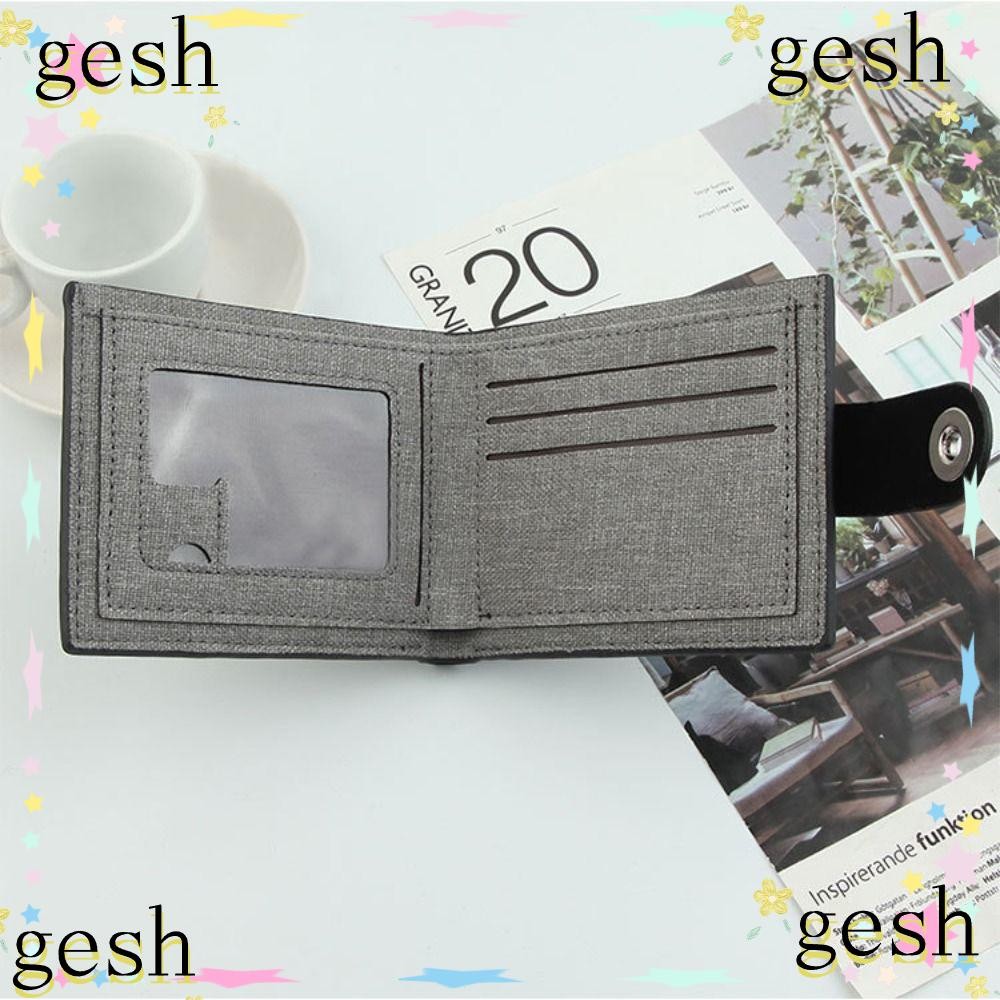 Gesh1 กระเป๋าสตางค์มีซิปสําหรับผู้ชาย, กระเป๋าสตางค์ใบสั้น 3 สี กระเป๋าใส่บัตรกระเป๋าคลัทช์ผ้าแคนวาสหนังวัว