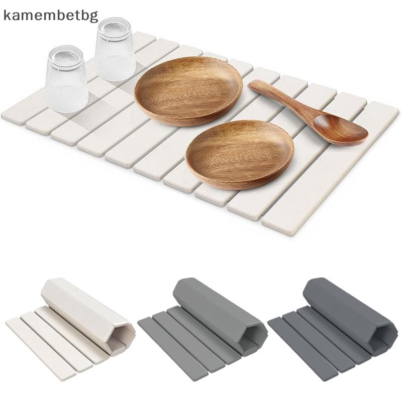 Kamembetbg หินจานแห้ง Super ดูดซับดินเบาแห้ง Mats พับหินจาน Mat ห้องครัวเคาน์เตอร์ Crocery Mat TH