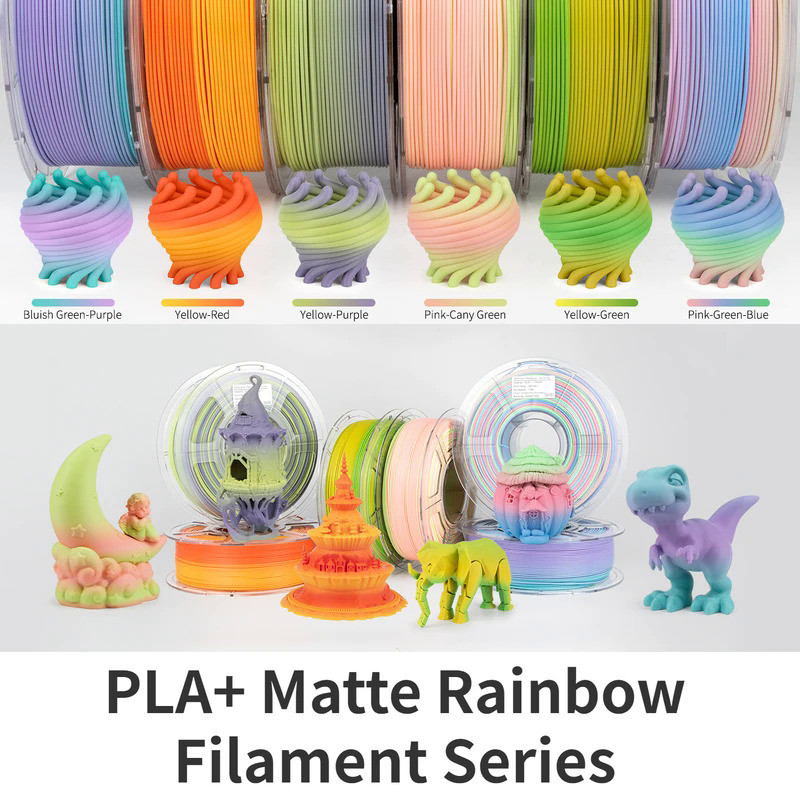 PLA+ Filament,PLA+ Gradient Filament Matte Color Changing PLA+,Multicolor,Fast Color Change 3D Print