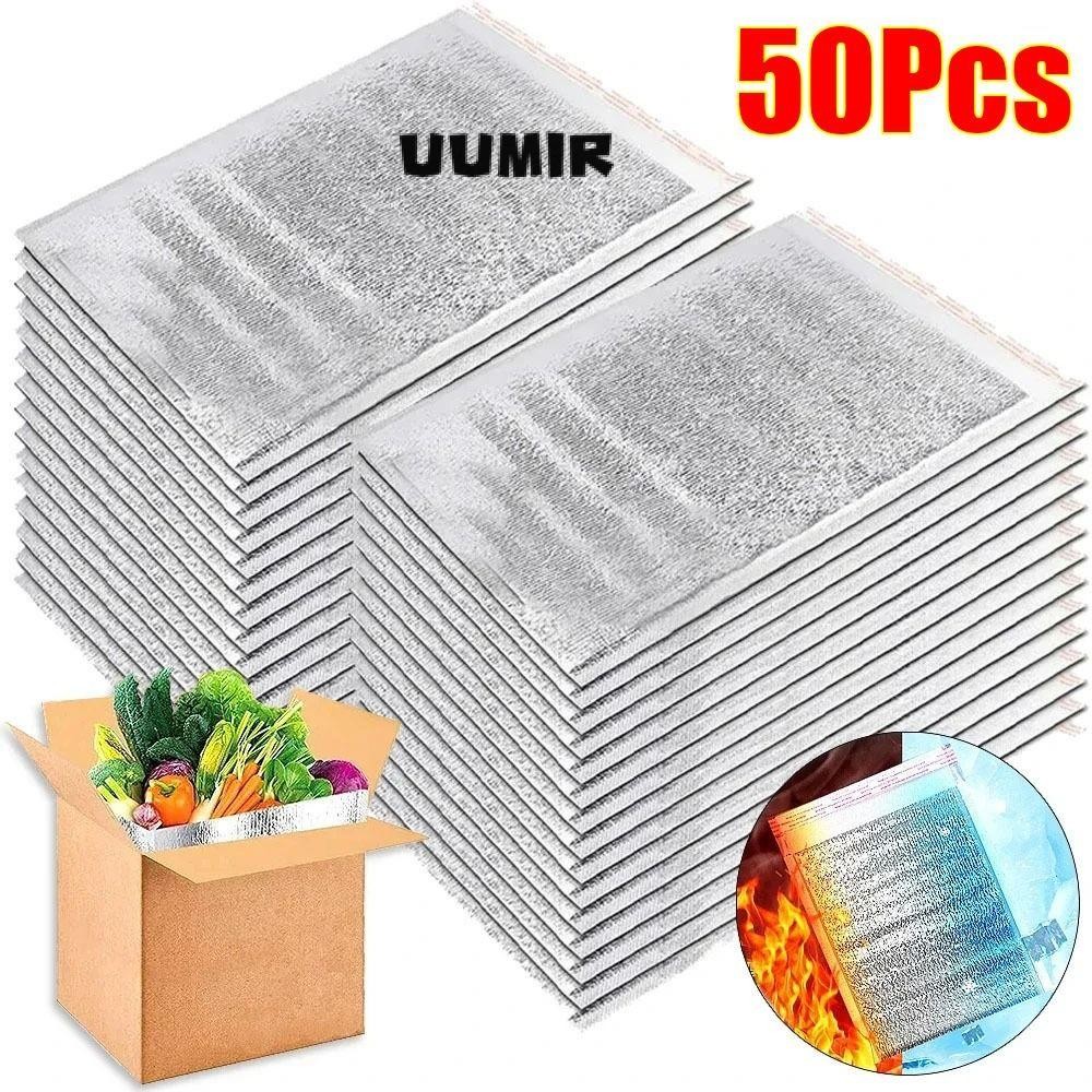 อุมิร์ 50ชิ้น/แพ็คถุงอลูมิเนียมฟอยล์,อาหารความร้อนเครื่องดื่มการจัดเก็บถุงฉนวนกันความร้อน,ผู้ให้บริการจัดส่งบรรจุน้ําแข็งเย็นอุ่นถุงเย็