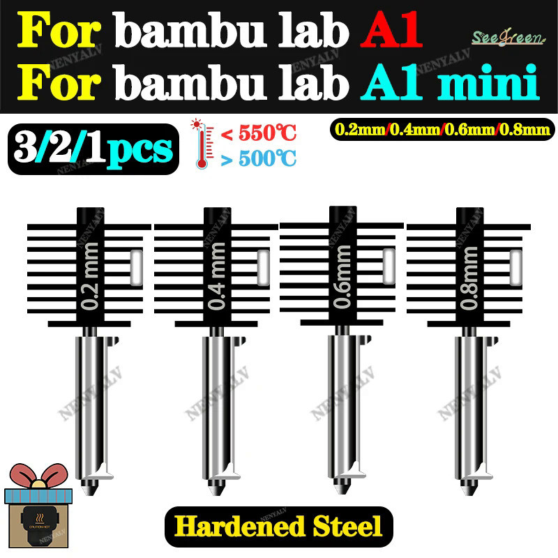 Hardened Steel Nozzle For bambu lab a1 mini hotend For bambu lab a1 accessories 0.4mm nozzle For bam