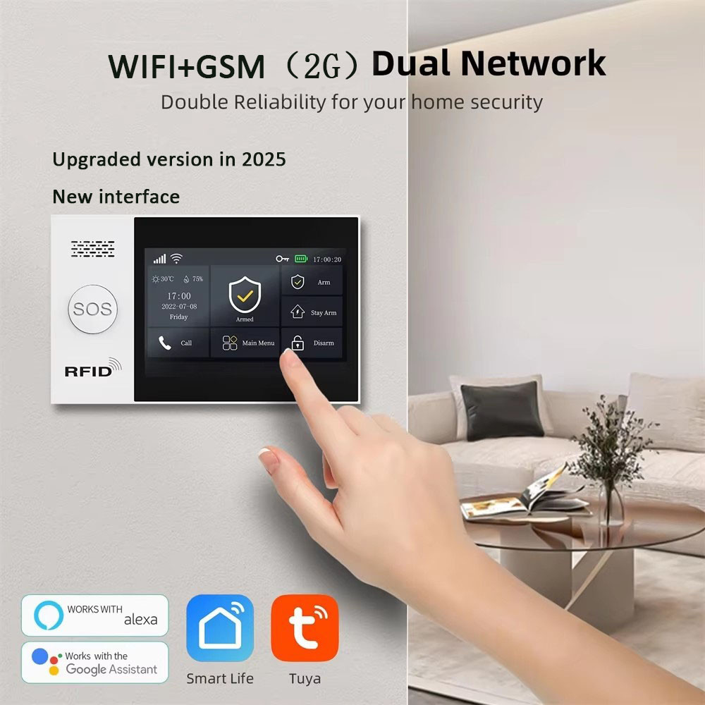 2025 versionTuya SmartLife APP Home Alarm 2G Wifi GSM Home Security Alarm ระบบเครื่องตรวจจับควันสัญญาณกันขโมยพร้อม Motion Sensor