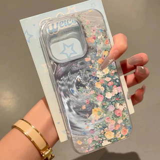เคสไอโฟน13 16 ลายดอกไม้น้ำวน เคส For IPhone 11 13 12 14 15 16 Pro Max IP 8P 7P Plus X XR XS Max SE กันกระแทก เคสมือถือ