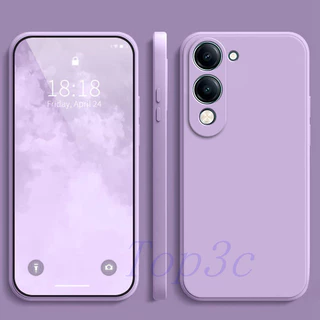 เคส Vivo Y04/Y29/Y39 5G/Y02/Y02T/Y03/Y03T/Y02S/Y100/Y15S/Y16/Y17S/Y18/Y19S/Y20/Y20S/Y20i/Y28/Y28S 5G สีธรรมดาเรียบง่ายเคสซิลิโคนป้องกันการตก YT
