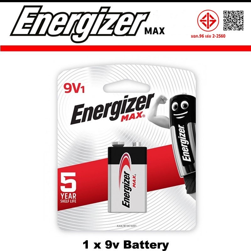 แบตเตอรี่ Energizer MAX 9V ใหม่ แบตเตอรี่อัลคาไลน์ 9 โวลต์ 6LF22
