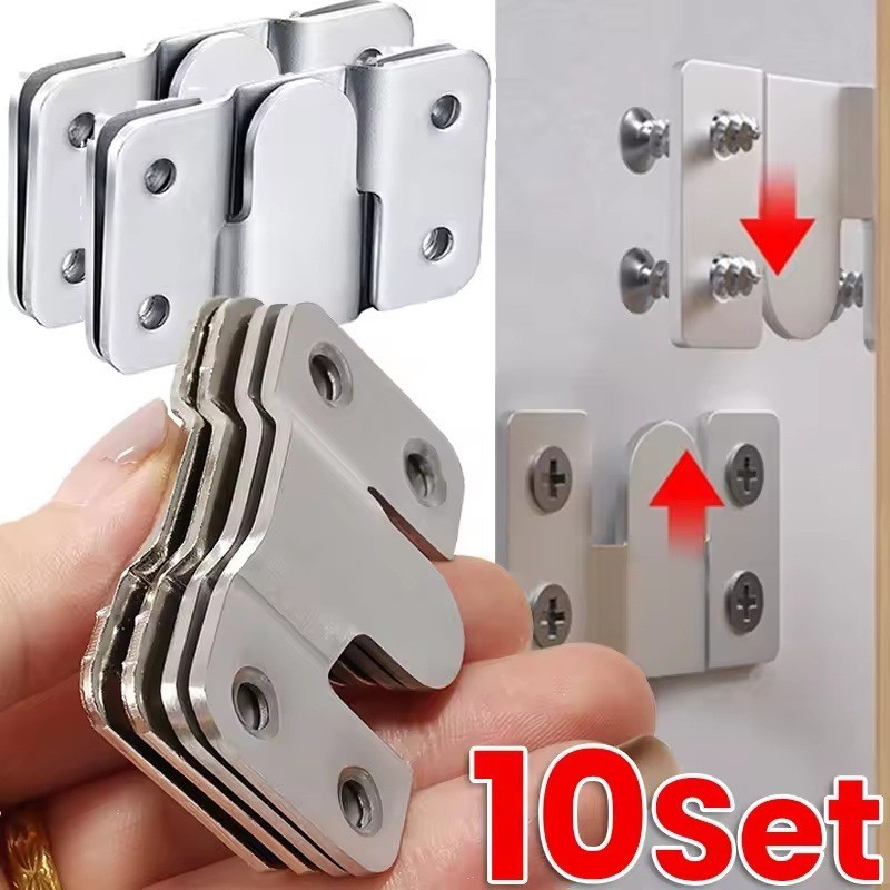 1/5/10 คู่สแตนเลสสตีล Flush Mount Bracket - Interlocking เฟอร์นิเจอร์เชื่อมต่อ - Heavy Duty กรอบรูปตะขอ - Home Art Gallery Wall Mount ฮาร์ดแวร์