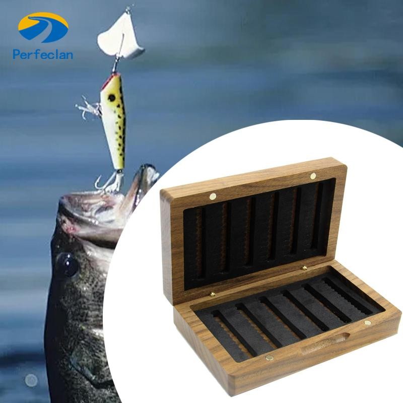 Perfeclan Fly Fishing Fly Box ไม้ Fly Fishing Lure Organizer แบบพกพาสองด้าน