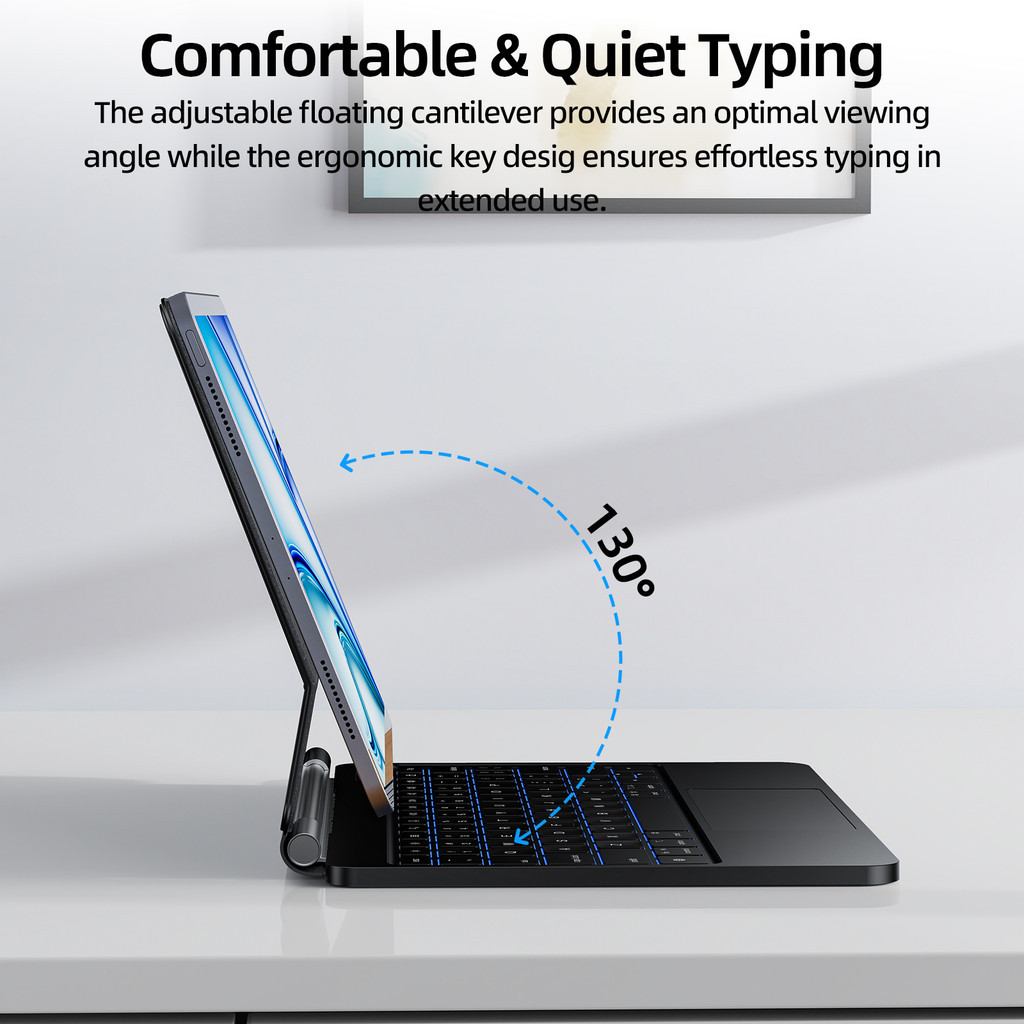 GOOJODOQ Magnetic Keyboard For Air4/5/6 Pro11(2018-24) Gen10 Magnetic Floating Cantilever Informative LED Display - รูปที่ 2