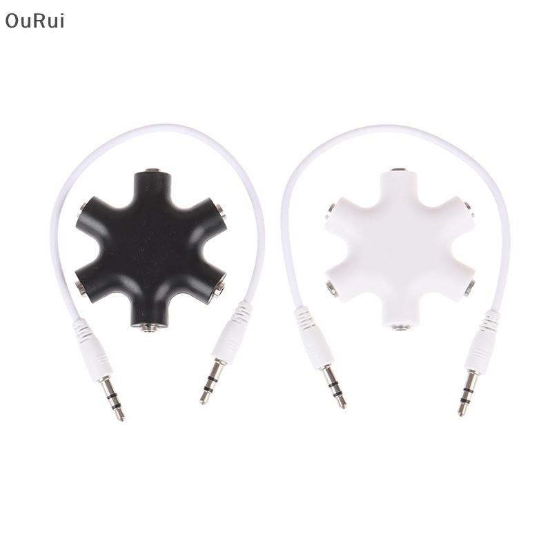 {B&C Apr} 6*3.5 มม.Way Multi Port Hub Aux ช่องเสียบหูฟัง Splitter ตัวแปลงสายสัญญาณเสียง {th}