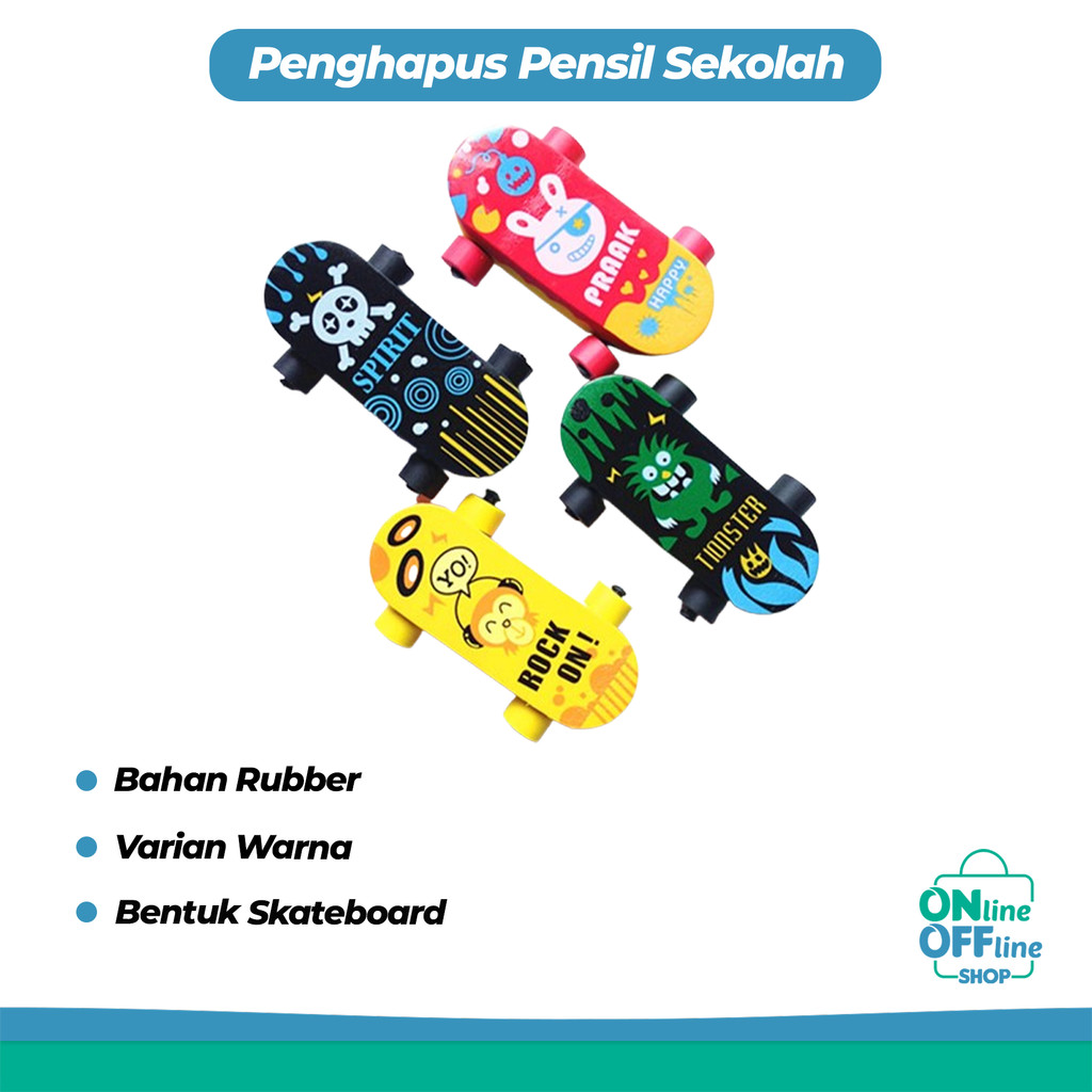 OOS 907 Skateboard Character School Pencil Eraser