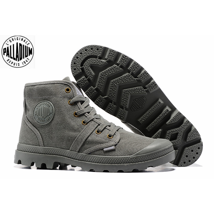 100% Original PALLADIUM Dark Grey Martin Boots รองเท้าผ้าใบสําหรับบุรุษและสตรี 39-45.