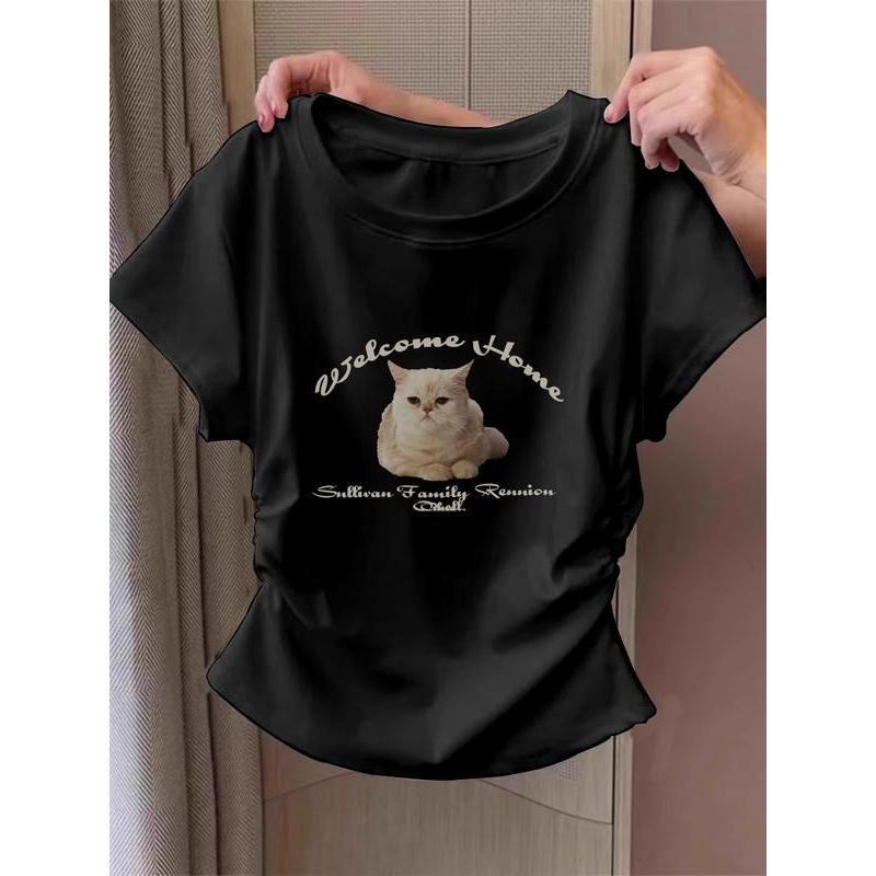 [จัดส่งจากกรุงเทพ] เสื้อใส่ให้ดูผอม  เสื้อน่ารักๆมินิมอล  เสื้อยืดเซ็กซี่  เสื้อผ้าน่ารักๆสไตล์เกาหลี  เสื้อยืดไฮโซดูแพง - รูปที่ 4