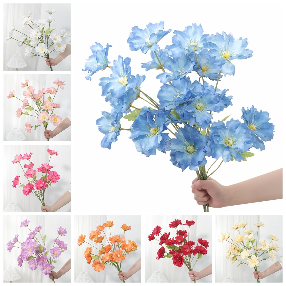 74 ซม.สีฟ้าช่อดอกไม้ประดิษฐ์ดอกไม้ผ้าไหม 29.9in ก้านยาวจํานวนมากสําหรับแจกันสูงงานแต่งงาน Home Kitchen ตาราง Centerpiece ตกแต่งสํานักงาน
