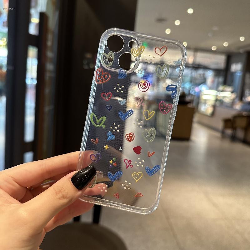 Graffiti Love สําหรับ iPhone 16 15 14 Pro Max 13Mini 12 11 Pro XS XR 7 8 Plus ป้องกันหน้าจอปลอกกันกระแทก - รูปที่ 3