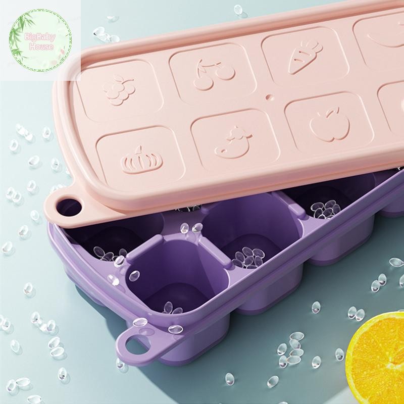 BigBabyHouse เซลล์แม่พิมพ์ซิลิโคนเกรดอาหารตารางน้ําแข็งพร้อมฝาปิดถาดน้ําแข็งทํา Mould กล่องเก็บน้ําแข็ง DIY TH - รูปที่ 4