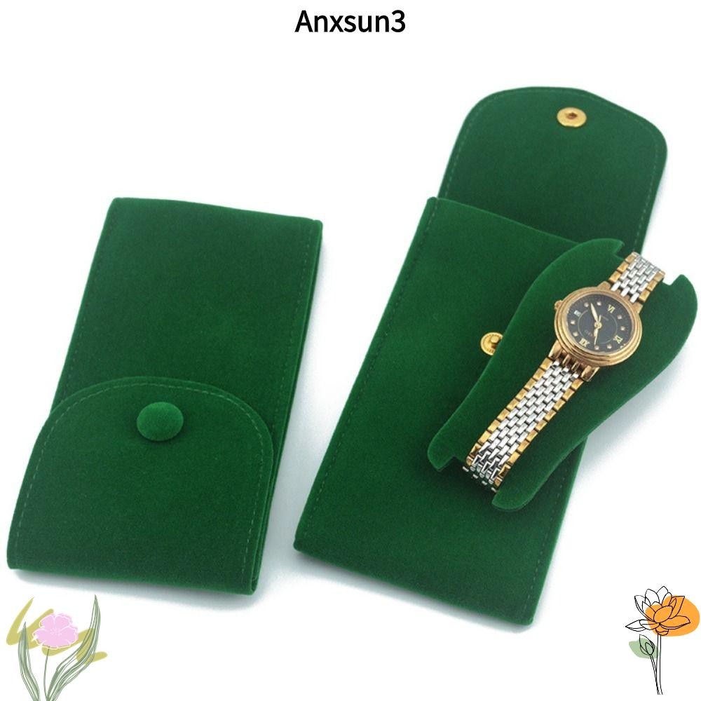 กล่องนาฬิกา ANXSUN3, กระเป๋าใส่นาฬิกา Snap แบบพกพา, ป้องกันฝุ่นคุณภาพสูง Flannelette บรรจุภัณฑ์ของขวัญผู้หญิง