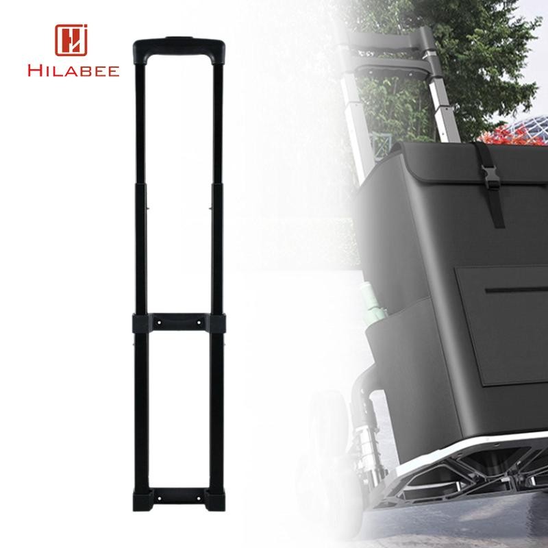 [hilabee] กระเป๋าเดินทาง Telescopic Handle อลูมิเนียมอัลลอยด์ขนาดกะทัดรัดกระเป๋าเดินทางสีดําดึงก้านลาก