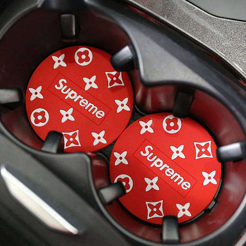 Car Coaster Fashion Brand Cup Slot Pad Gate Slot Mat Non-Slip Insulation Mat Car round Cup Slot Car 