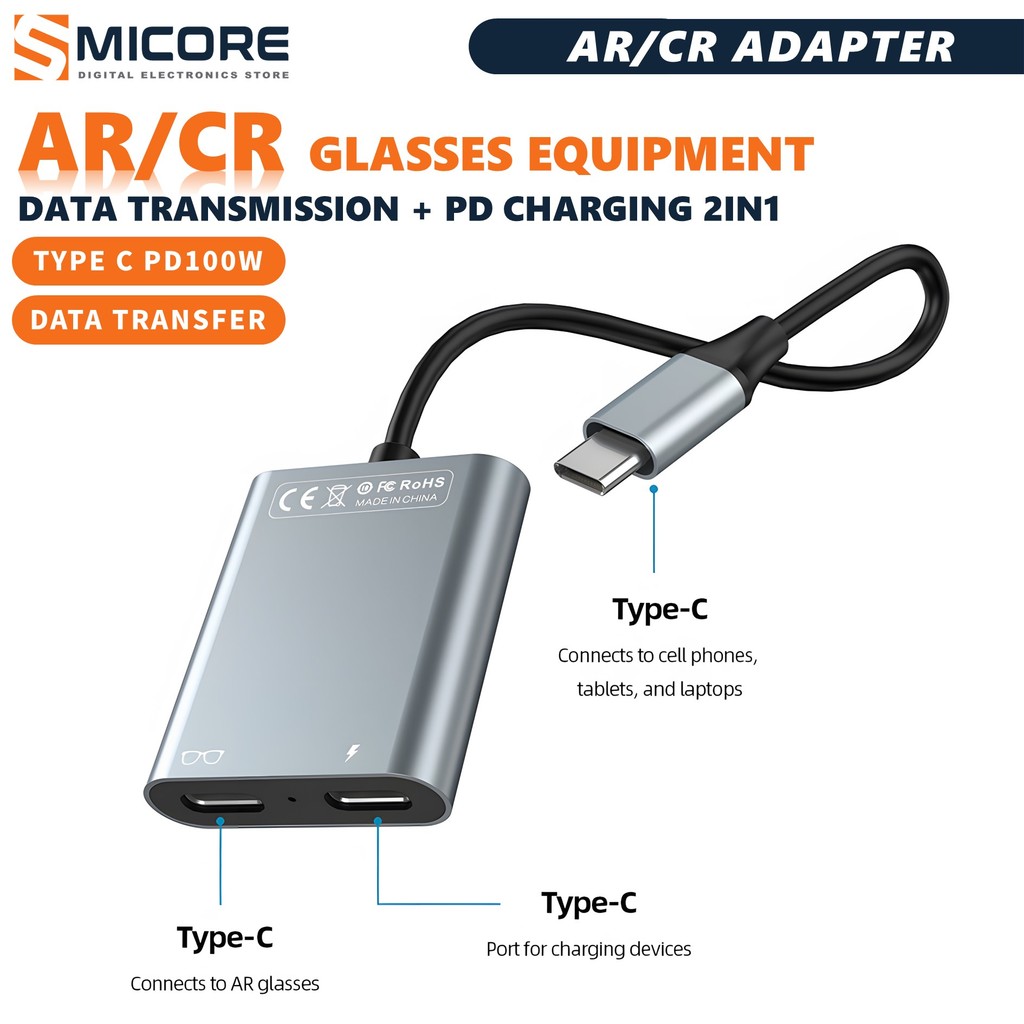 2Combination1 USB-C HUB Docking station PD100W & 10Gbps Data Transmission, ใช้ได้กับแว่นตา AR