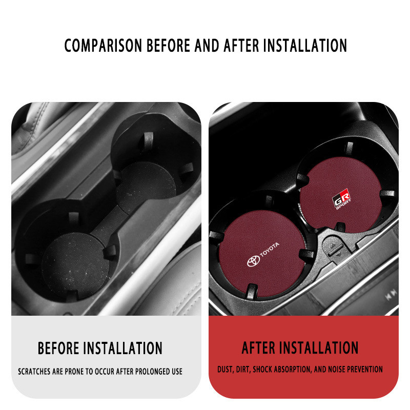 ตกแต่งบ้าน 1ชิ้น สำหรับ Toyota แผ่นรองแก้วน้ําในรถยนต์ หนังแผ่นรองแก้วน้ําในรถยนต์ แผ่นรองแก้วน้ำในรถ​​ กันลื่น แผ่นรองแก้วเครื่องดื่ม Toyota GR 86 Yaris Corolla Cross Altis Supra CHR Wish bZ4X Vios Sienta Avanza Fortuner Camry Hilux Revo Yaris ATIV Yaris Cross ส่งด่วน สั่งเลย