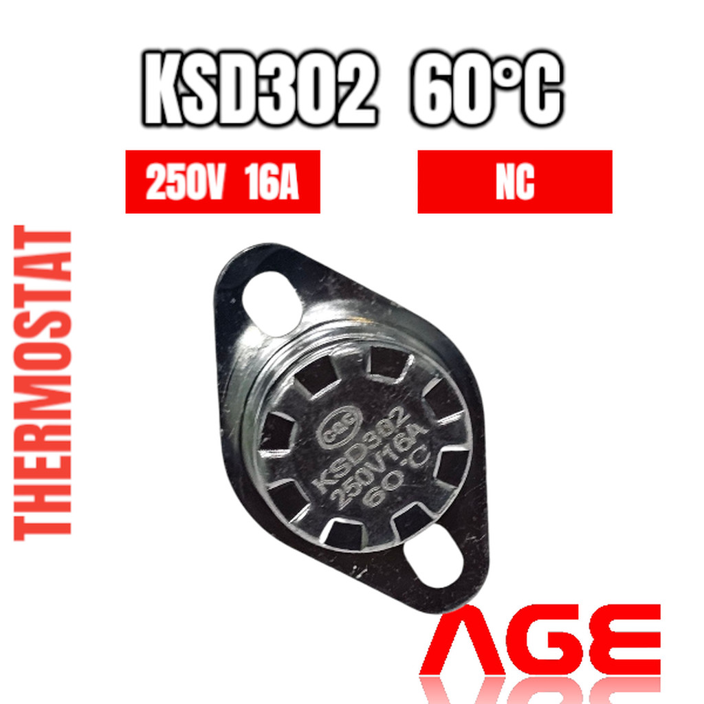 KSD302 เทอร์โมสตัท 250V 16A 60C (NC Type),KSD302 Thermostat