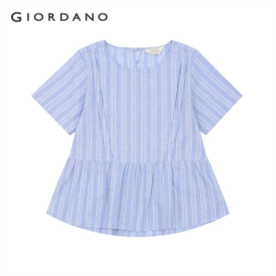 GIORDANO เสื้อเชิ้ตผ้าลินินผู้หญิง Women's Comfort Linen Shirt 05345218