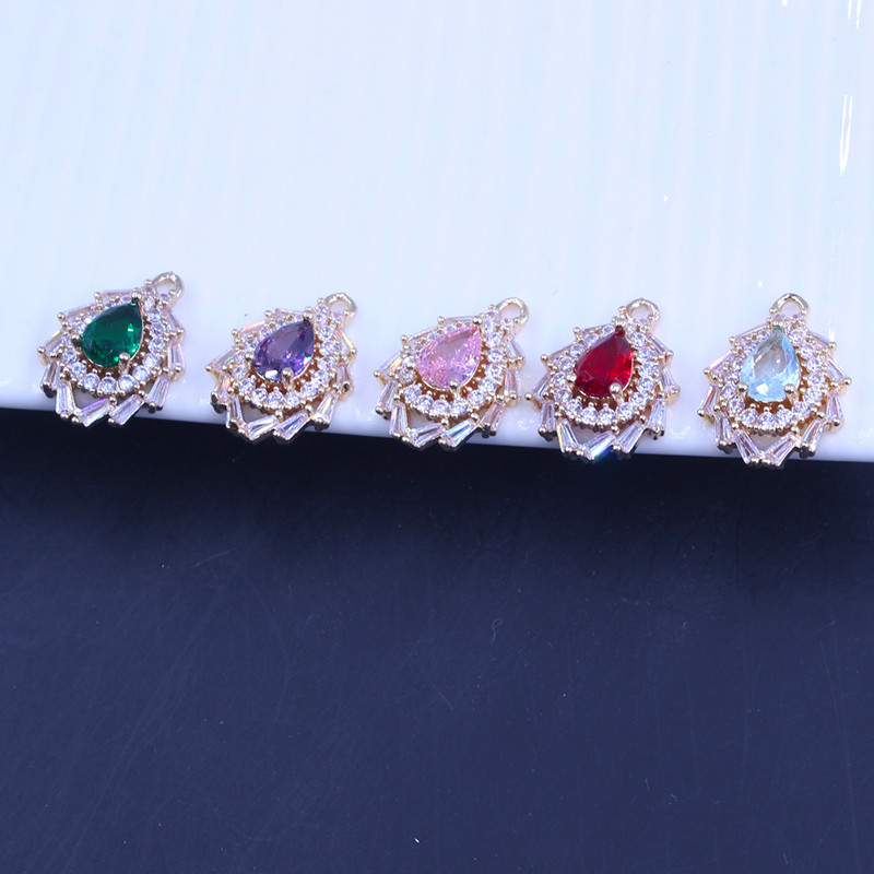 สี Retention Micro-Inlaid Zircon Drop-Shaped จี้วัสดุ Rare Earth Glass DIY Handmade Hairpin สร้อยข้อ