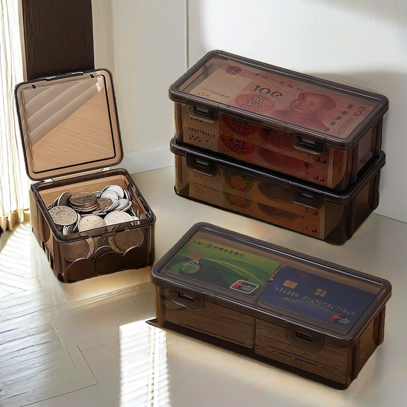 กล่องเก็บของต่างๆ สำหรับเดสก์ท็อป/กล่องเก็บเหรียญ/กล่องเก็บเงินที่มีความจุขนาดใหญ่และกันฝุ่น 106