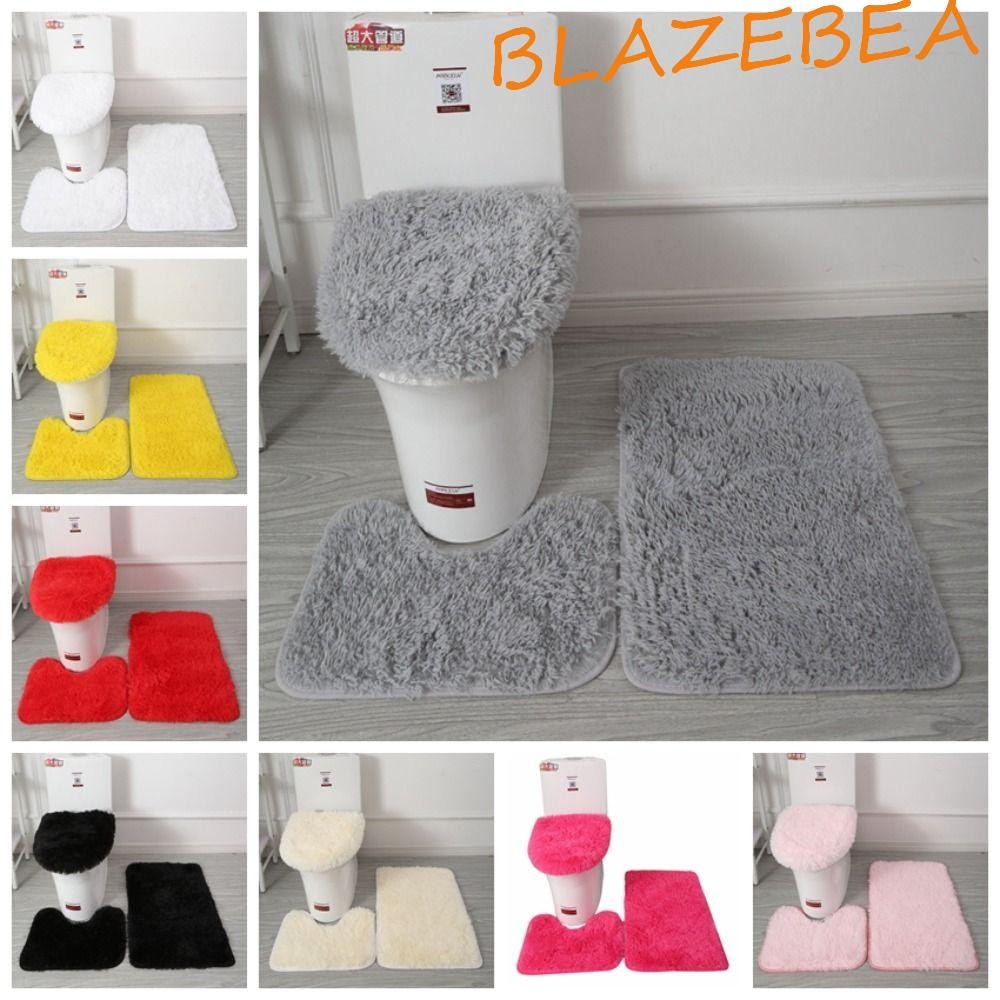 BLAZEBEA 3 ชิ้น/เซ็ตพรมอาบน้ําชุด,สีทึบนุ่มฝาชักโครกพรม,U รูปร่างพรมพรมปุยผมไมโครไฟเบอร์ Anti Slip พรมอาบน้ําชุดพรมห้องน้ํา