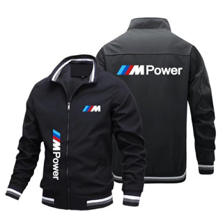 BMW M Power โลโก้รถแจ็คเก็ตฤดูใบไม้ร่วงบางผู้ชายกีฬาลําลองหล…