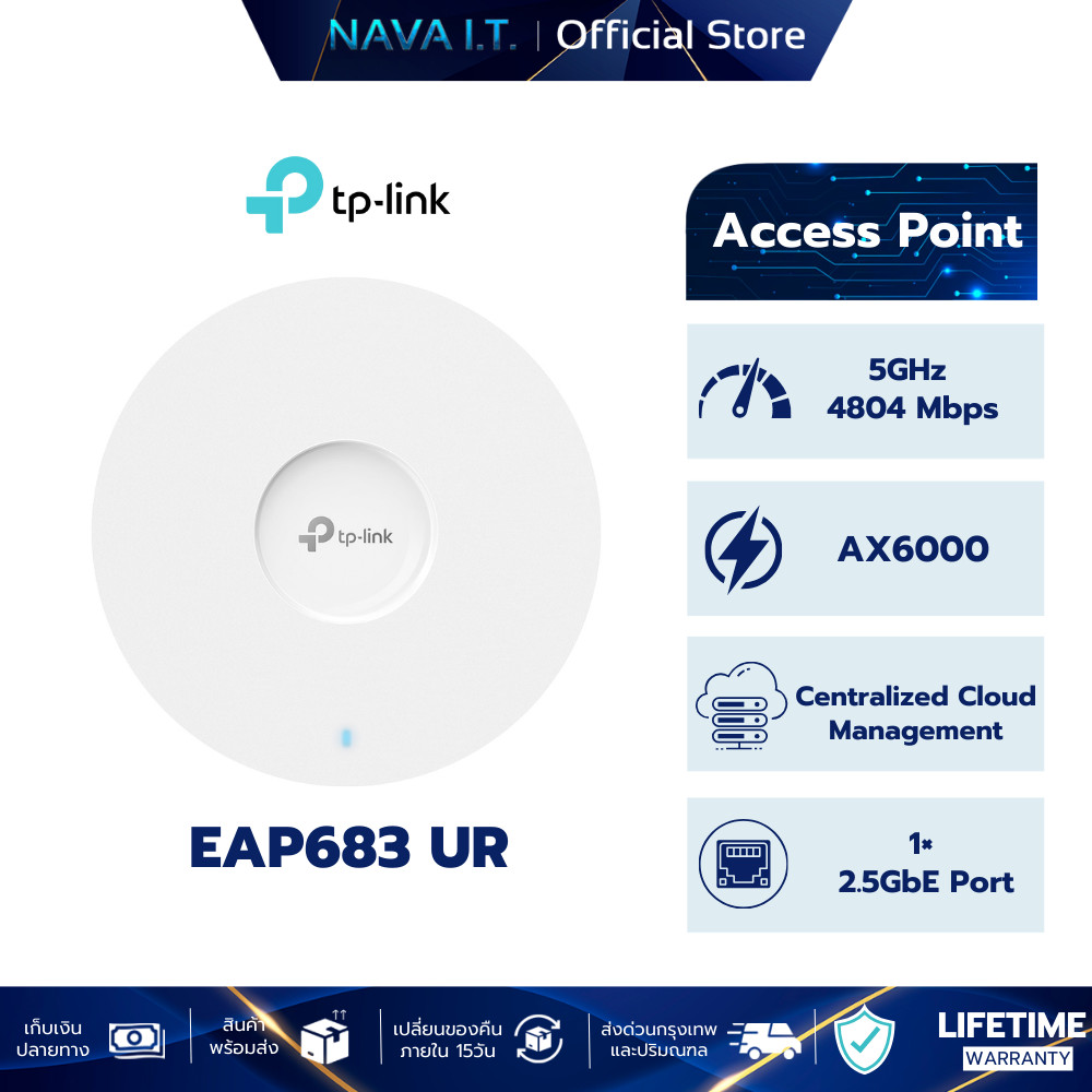 TP-LINK EAP683 UR AX6000 Ceiling Mount WiFi 6 Access Point รับประกัน LT