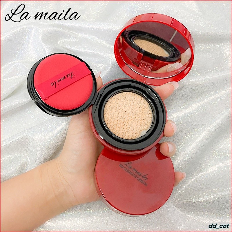 Lameila คุชชั่นบีบีครีม ตลับแดง 15g BB Cushion Cream ให้ความชุ่มชื้น ผิวเรียบเนียน ปกปิดรอยดำ