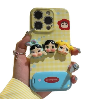 ALYX เคส iPhone สำหรับ Apple iPhone 17/16/15/14/13/12/11 / XS / Pro Max Dural Film Shell ที่วางแก้วตุ๊กตา 3D น่ารักป้องกันการตกและฝุ่นละอองสไตล์แฟชั่น