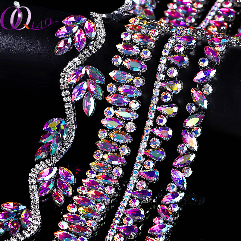 แถบคริสตัล Rhinestone Hotfix 1 หลา สำหรับตกแต่งชุดแต่งงาน