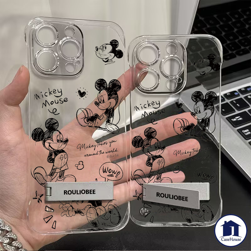 เคสใสนุ่มไร้กรอบบางเฉียบลายมิกกี้เม้าส์เรียบง่าย เข้ากันได้กับ IPhone 11 13 15 12 14 16 Pro Max 16 13 11 Pro 16 15 Plus