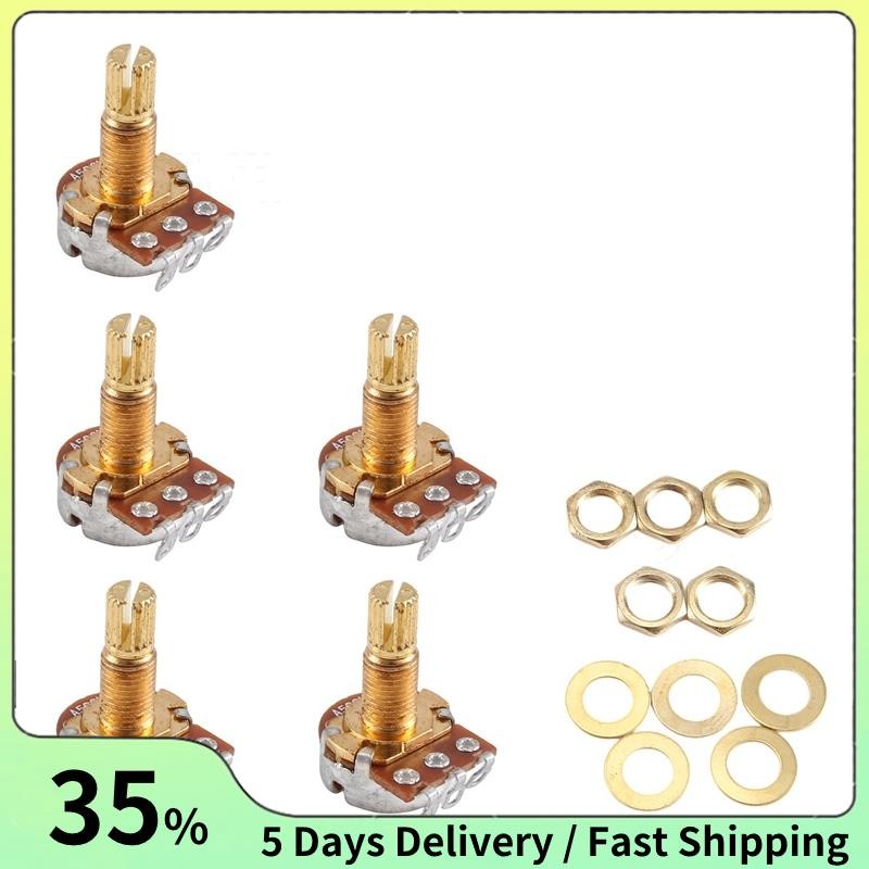 กีตาร์ Potentiometer Audio Volume & Tone Pots Switch Control A500k แยกเพลา Taper Potentiometers Gold