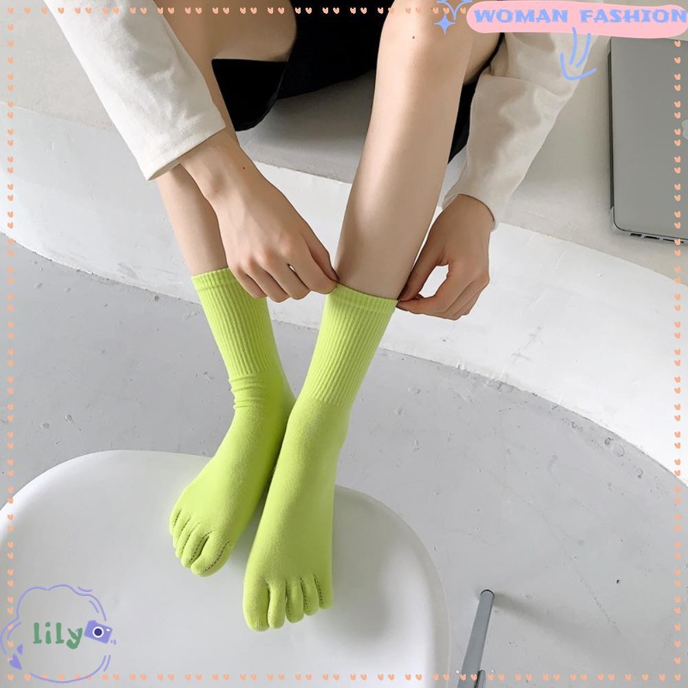 Lily ถุงเท้าแยกนิ้วเท้า, ถุงเท้าห้านิ้วสีสดใสระบายอากาศ, การดูดซึมเหงื่อผ้าฝ้ายแท้ Netherstock Home