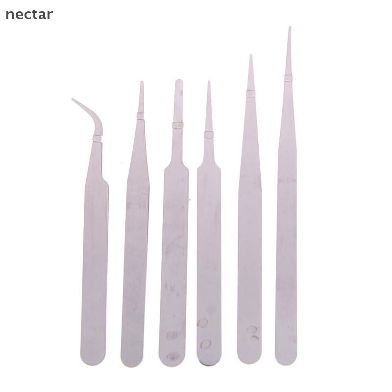 Tar 6 ชิ้น/เซ็ตสแตนเลส Anti-static Tweezer ซ่อมเครื่องมือบํารุงรักษา N