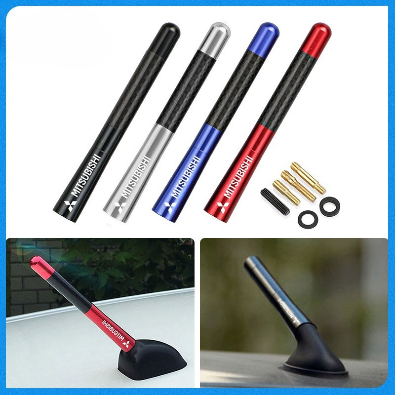 Ciscos รถคาร์บอนไฟเบอร์เสาอากาศเครื่องขยายเสียงเสาอากาศวิทยุรถตกแต่งสําหรับ Mitsubishi Lancer Strada