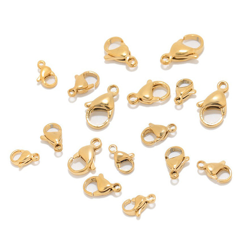 10pcs แพ็ค 18k Gold สี Retention สูญญากาศชุบสแตนเลสกุ้งก้ามกรามขายส่งกุ้ง Clasp DIY สร้อยคอเครื่องประดับการเชื่อมต่อ Clasp อุปกรณ์เสริม