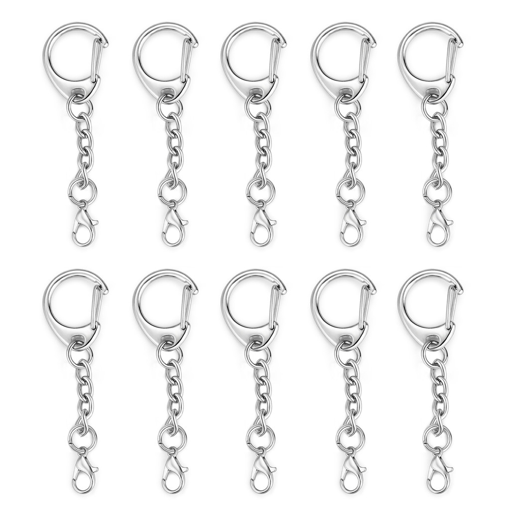 5/10pcs Lobster Clasp Key แหวน 45-60 มม.C รูปร่าง Claspsps Connector Hook สําหรับเครื่องประดับ DIY ทําผลการค้นหา Key Chain อุปกรณ์เสริม