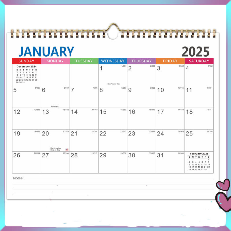 ปฏิทินติดผนัง กําหนดเวลา 2025-2026 กรอบ หลาง ขนาดใหญ่ รายเดือน ปี