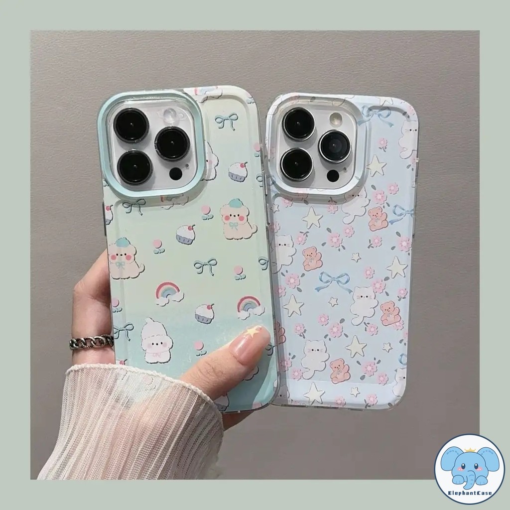 ลูกแมวน่ารักลูกสุนัขเคส OPPO A15 A38 A5s A36 A16 A57 A5 A7 A51 A76 A12 A9 A55 A18 A74 A54 A3S A11K โบว์หวานดอกไม้เคส