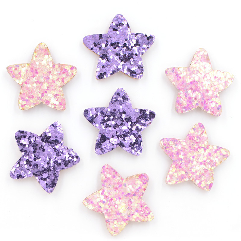 40 ชิ้น Glitter เบาะหนังแพทช์ Star Shape Applique สําหรับหัตถกรรม/เสื้อผ้า/Hairpin DIY Scrapbooking อุปกรณ์เสริม