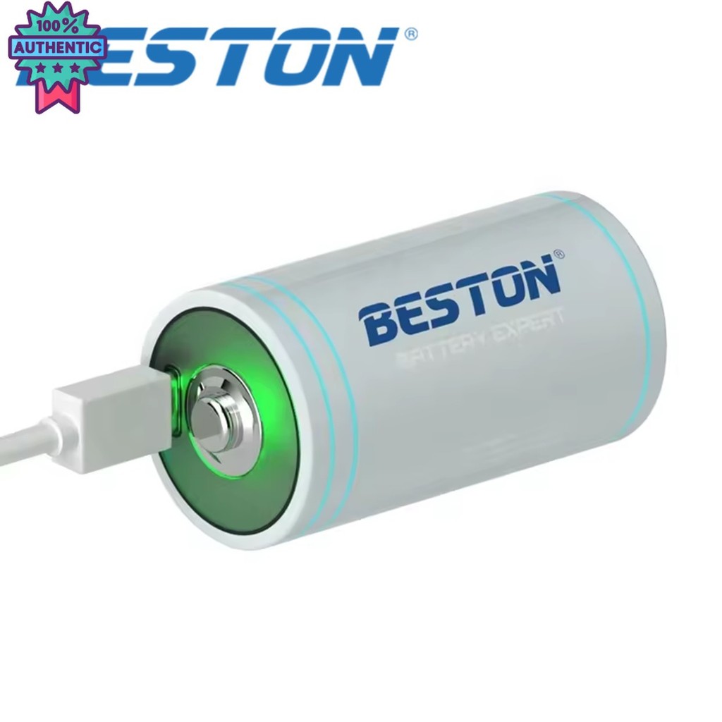 แตเตอรี่ชาร์จ Beston Size-D 1.5V lithium 6000MWH ชาร์จด้วย Type-C USB แตเตอรี่ Size D ถ่านชาร์จ 1 แพ